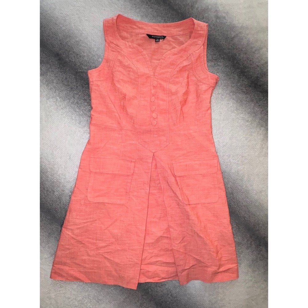 (CL) Sharagano Coral Pink Sleeveless Sheath Dress Petite 10P Textured Work